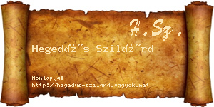 Hegedűs Szilárd névjegykártya